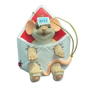 Charming Tails Sending You All My Christmas Cheer Mouse Envelope Ornament